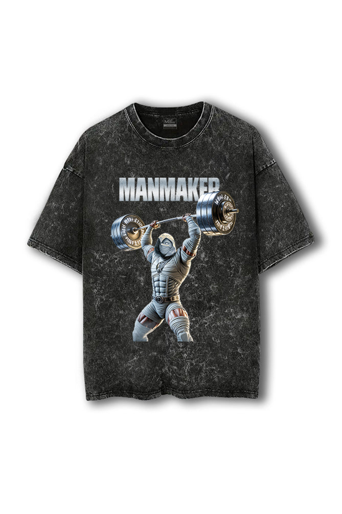 Manmaker Moon Knight Acid Wash Oversized Gym T-shirt