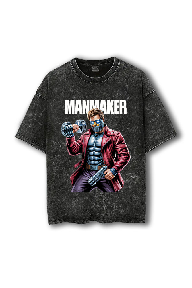 Manmaker Starlord Acid Wash Oversized Gym T-shirt