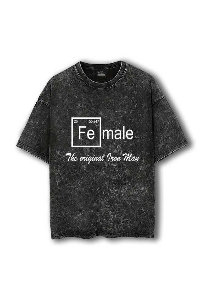 Manmaker Feminism Acid Wash Oversized Gym T-shirt Female Gym wear