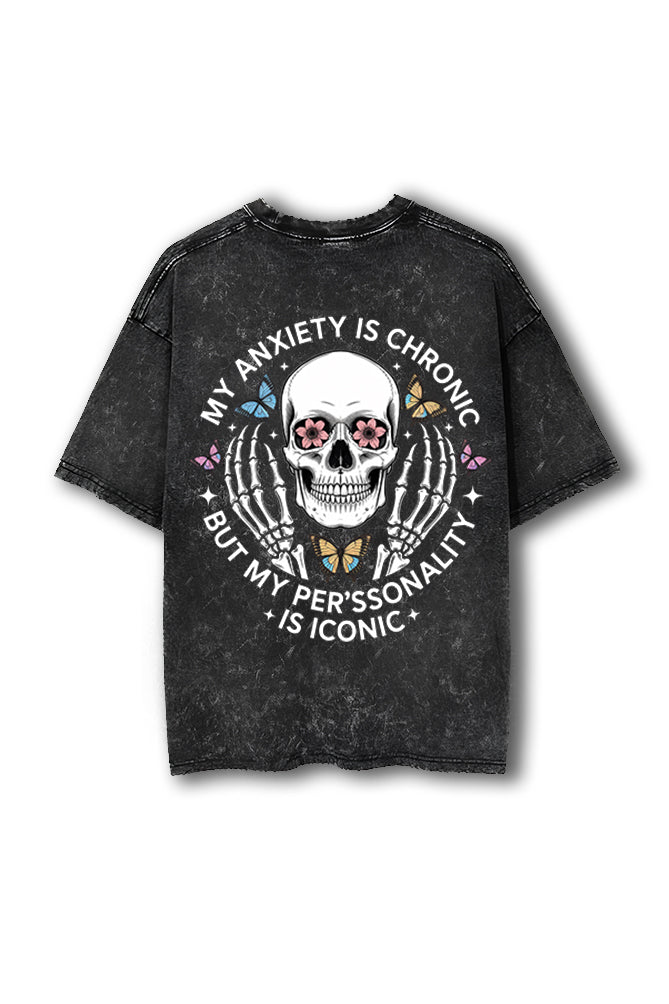 Back view of Manmaker Iconic Acid Wash Oversized Gym T-shirt | Gym Wear