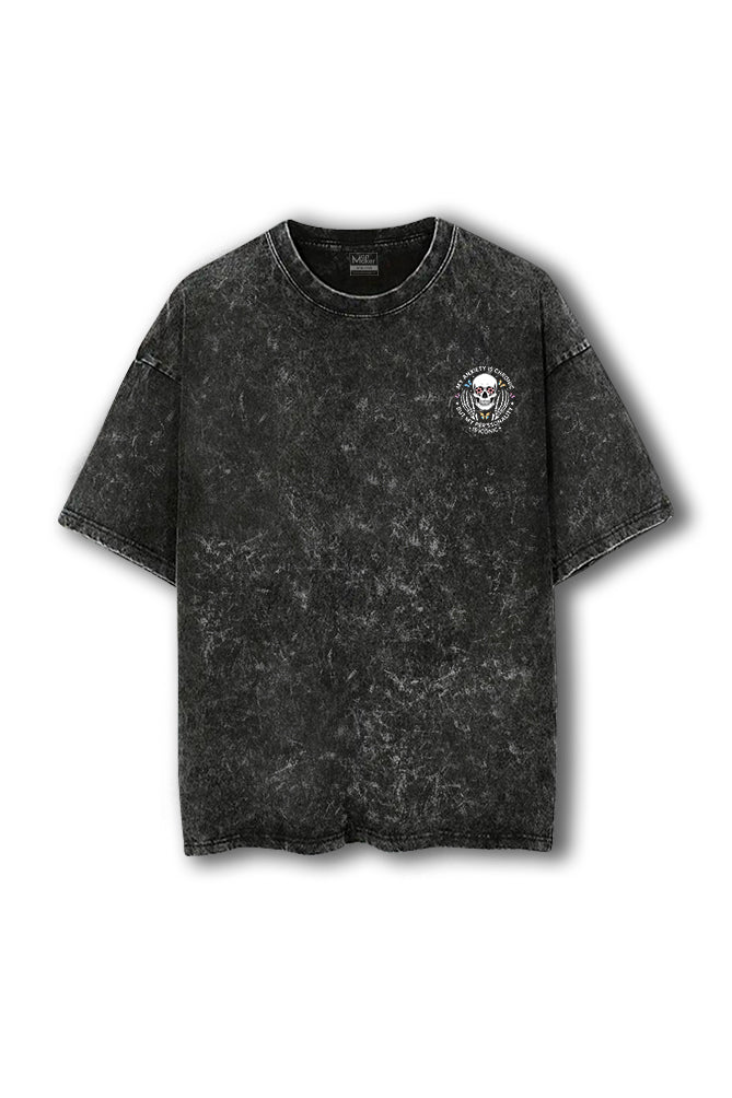 Back view of Manmaker Iconic Acid Wash Oversized Gym T-shirt | Gym Wear
