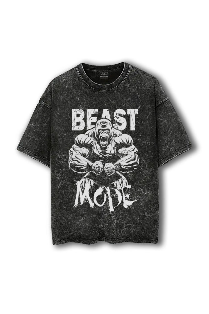 Manmaker Beast Mode Acid Wash Oversized Gym T-shirt | Gym Wear