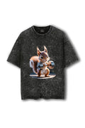 Manmaker Squirrel Acid Wash Oversized Gym T-shirt 