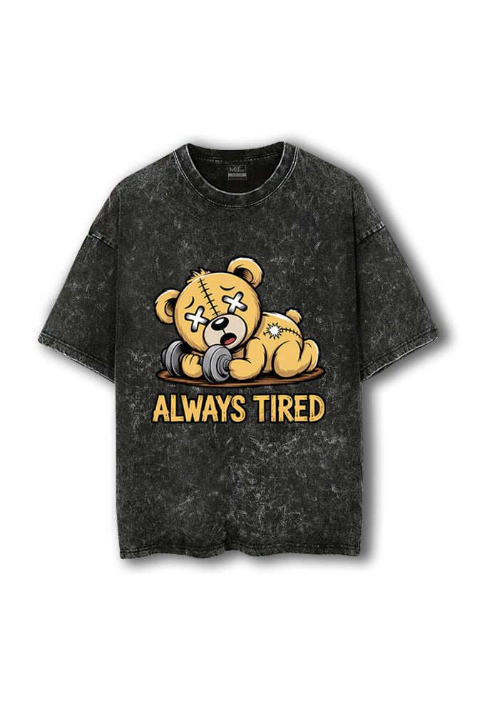 Manmaker Tired Acid Wash Oversized Gym T-shirt | Gym Wear for Women