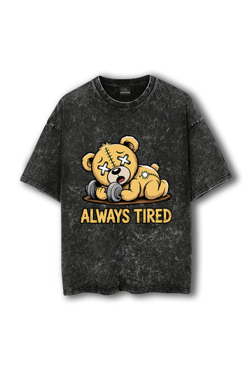 Manmaker Tired Acid Wash Oversized Gym T-shirt | Gym Wear for Women