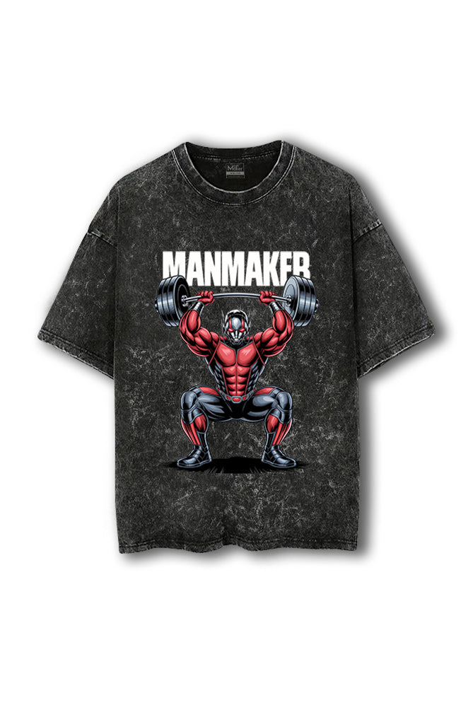 Manmaker Antman Acid Wash Oversized Gym T-shirt | Gym Wear | Marvel