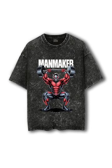 Manmaker Antman Acid Wash Oversized Gym T-shirt | Gym Wear | Marvel