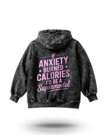 Manmaker Anxiety Acid Wash Gym Hoodie | Gym Wear for Men and Women