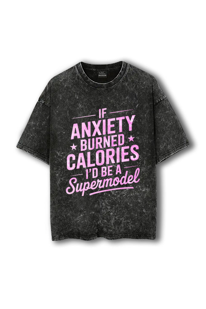 Manmaker Anxiety Acid Wash Oversized Gym T-shirt | Gym Wear for Women