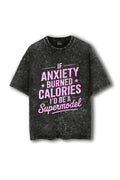 Manmaker Anxiety Acid Wash Oversized Gym T-shirt | Gym Wear for Women