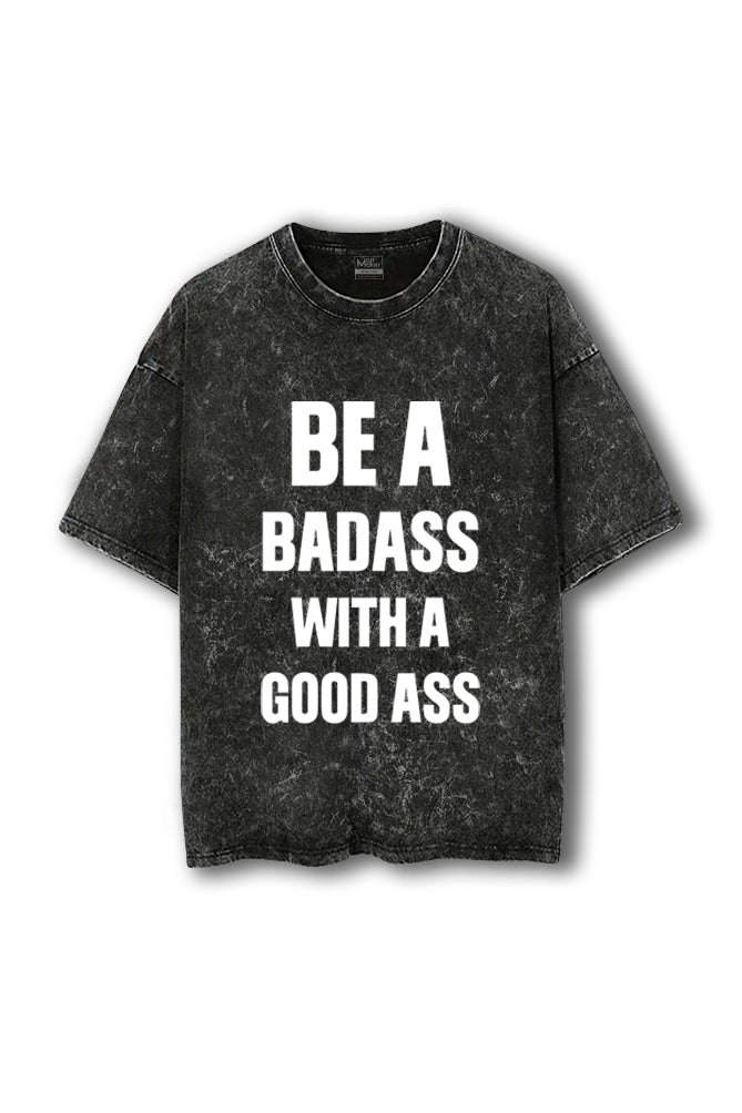 Manmaker Badass Acid Wash Oversized Gym T-shirt | Gym Wear for Women