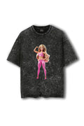 Manmaker Barbie Acid Wash Oversized Gym T-shirt | Female Gym Wear