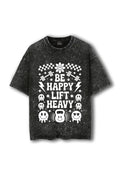 Manmaker Be Happy Acid Wash Oversized Gym T-shirt | Female Gym Wear