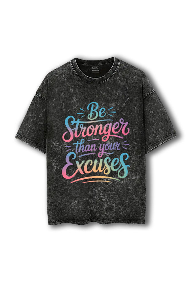 Manmaker Be Stronger Acid Wash Oversized Gym T-shirt | Female Gym Wear