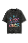 Manmaker Be Stronger Acid Wash Oversized Gym T-shirt | Female Gym Wear