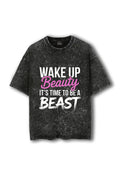 Manmaker Beauty Acid Wash Oversized Gym T-shirt | Gym Wear for Women