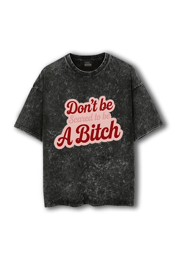 Manmaker Bi*ch Acid Wash Oversized Gym T-shirt | Gym Wear for Women