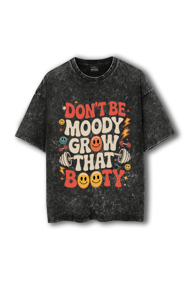 Manmaker Booty Acid Wash Oversized Gym T-shirt | Female Gym Wear