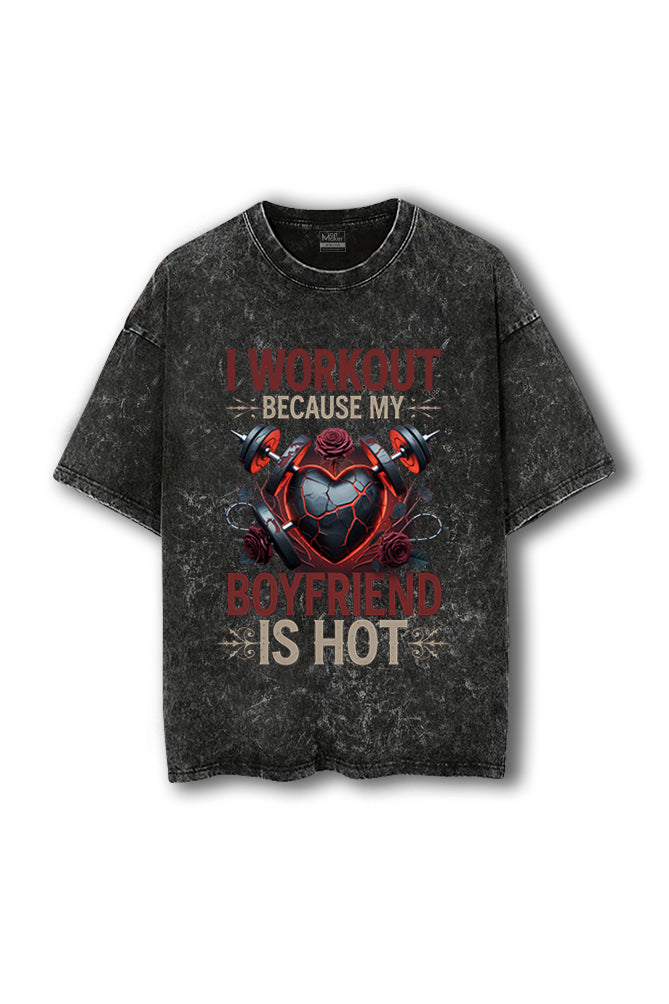 Manmaker Boyfriend Acid Wash Oversized Gym T-shirt | Gym Wear for Women