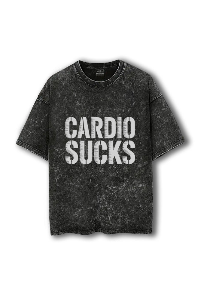 Manmaker Cardio Sucks Acid Wash Oversized Gym T-shirt | Gym Wear