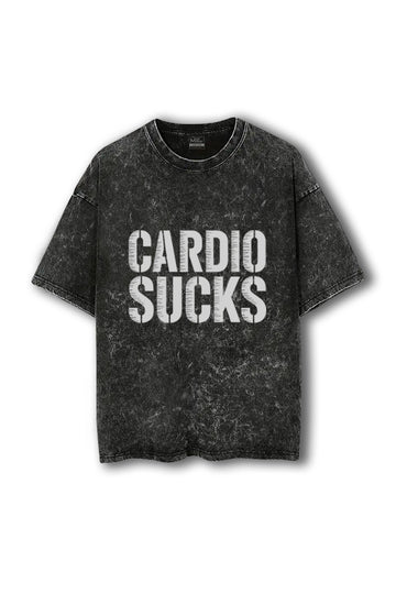 Manmaker Cardio Sucks Acid Wash Oversized Gym T-shirt | Gym Wear