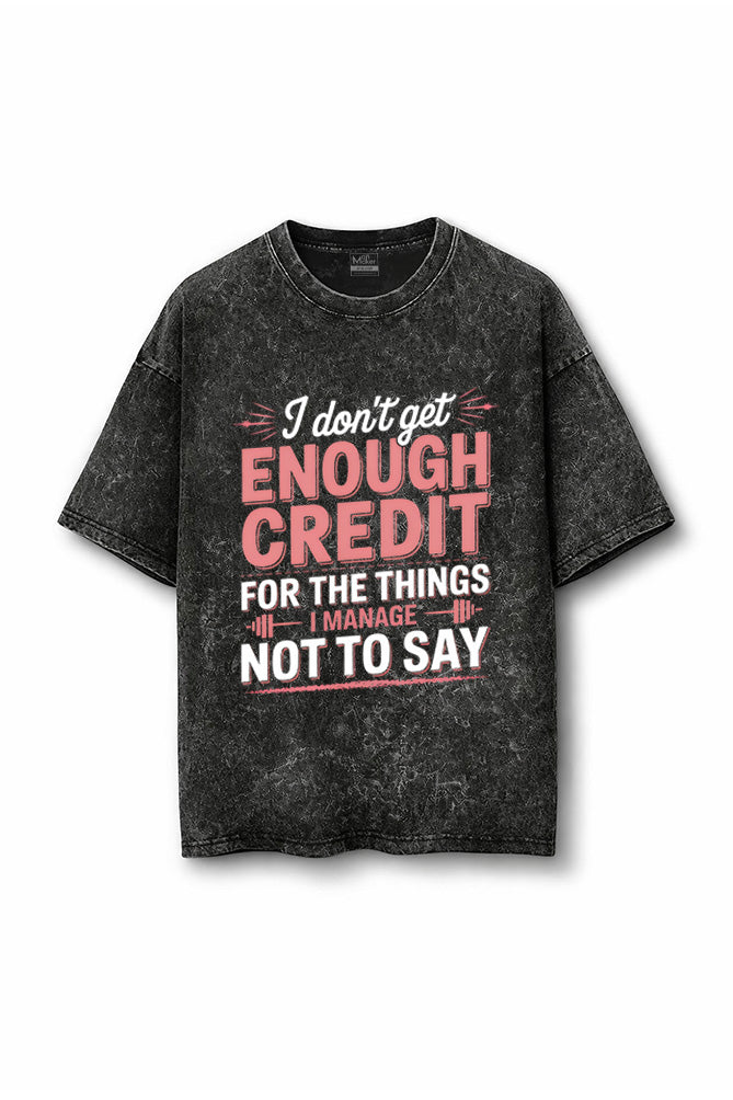 Manmaker Credit Acid Wash Oversized Gym T-shirt | Gym Wear for Women