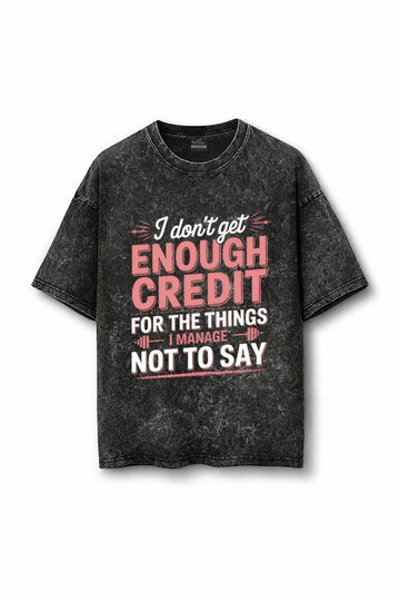 Manmaker Credit Acid Wash Oversized Gym T-shirt | Gym Wear for Women