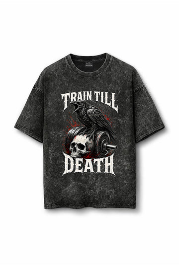 Manmaker Crow Acid Wash Oversized Gym T-shirt | Gym Wear for Men