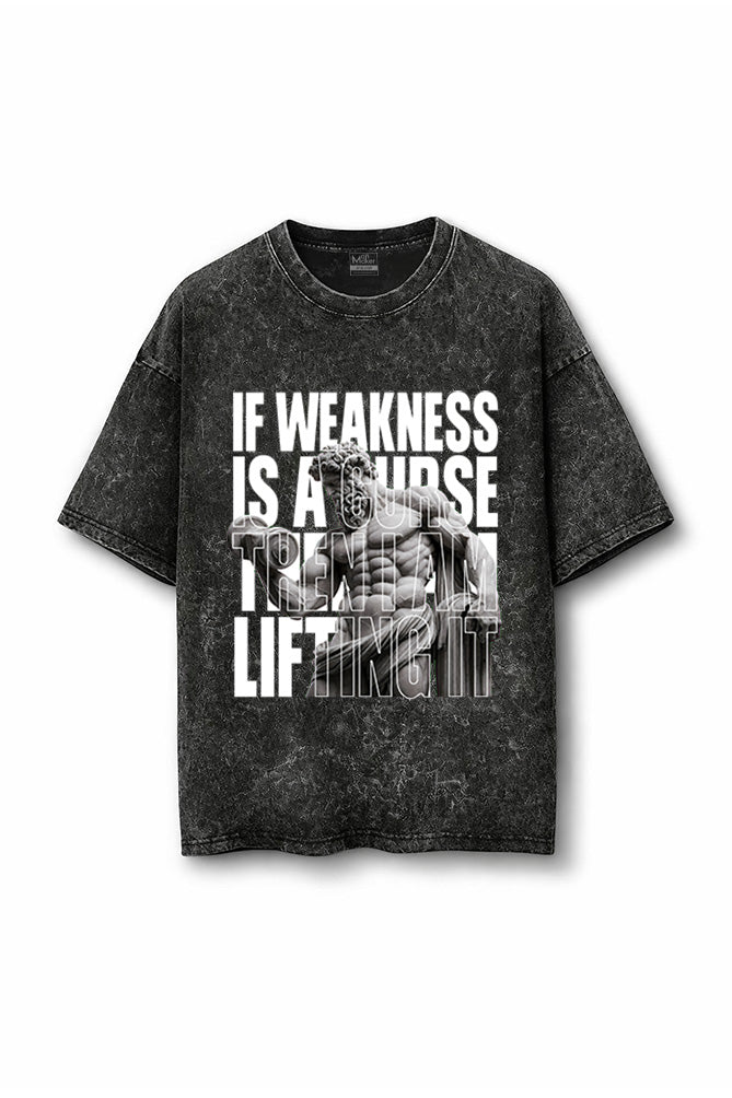 Manmaker Curse Acid Wash Oversized Gym T-shirt | Gym Wear for Men