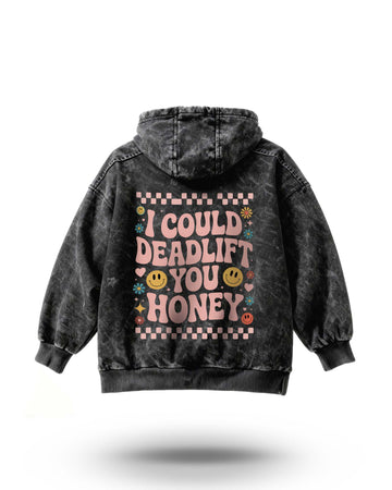 Manmaker Deadlift Acid Wash Gym Hoodie | Gym Wear for Women