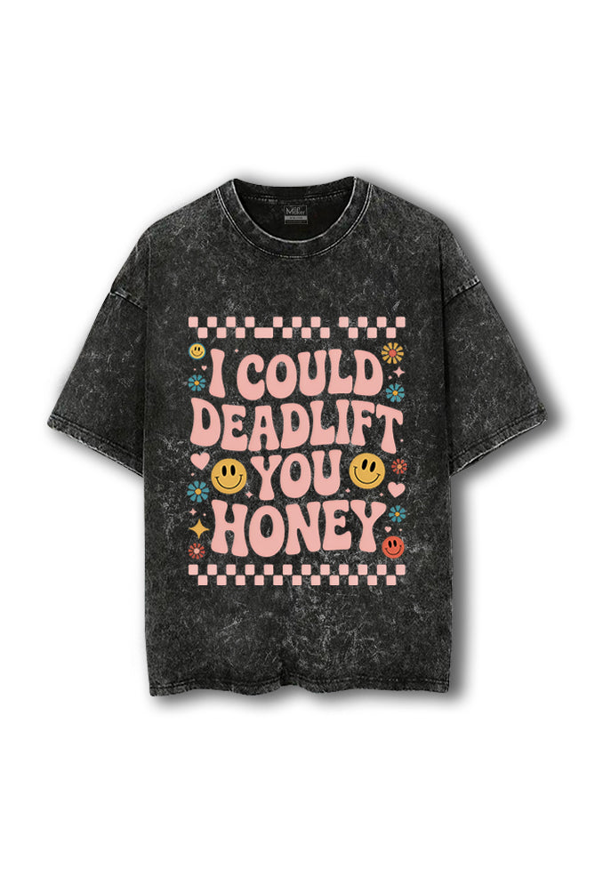 Manmaker Deadlift You Acid Wash Oversized Gym T-shirt | Female Gymwear