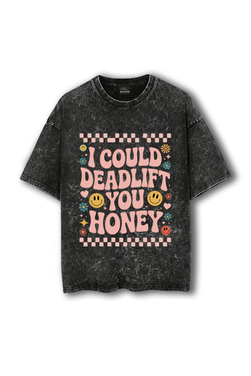 Manmaker Deadlift You Acid Wash Oversized Gym T-shirt | Female Gymwear