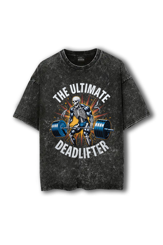 Manmaker Deadlifter Acid Wash Oversized Gym T-shirt | Gym Wear for Men