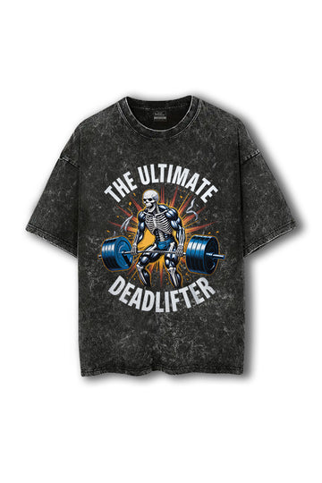 Manmaker Deadlifter Acid Wash Oversized Gym T-shirt | Gym Wear for Men