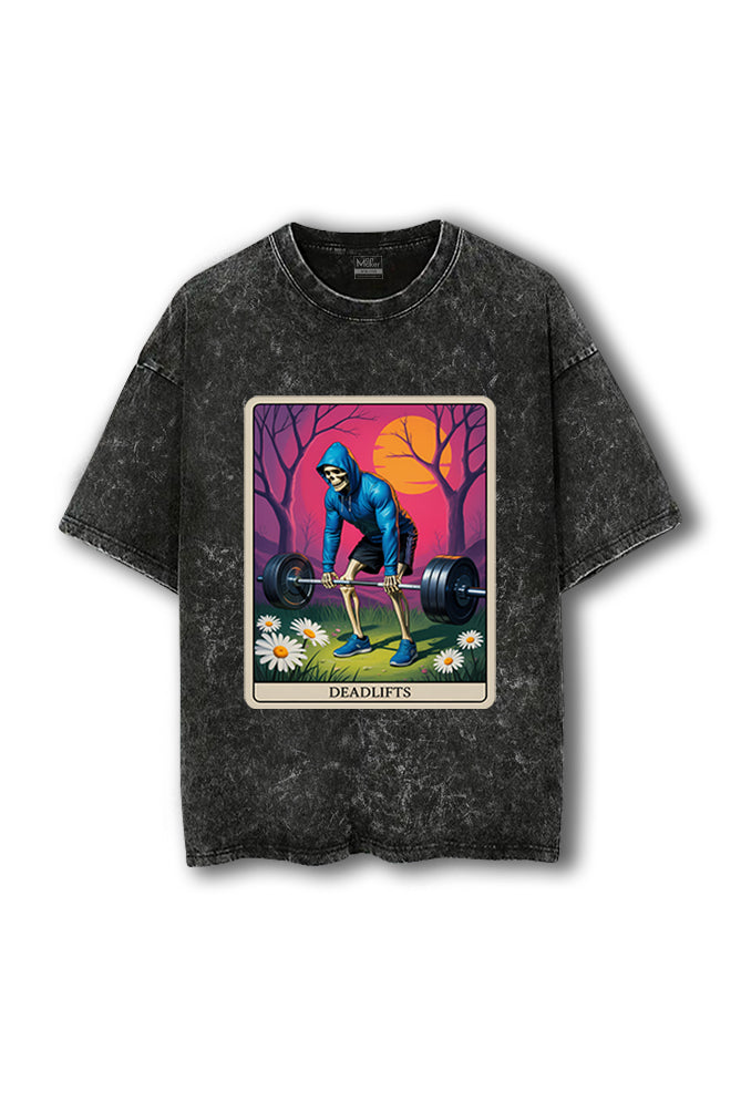 Manmaker Deadlifts Acid Wash Oversized Gym T-shirt | Gym Wear