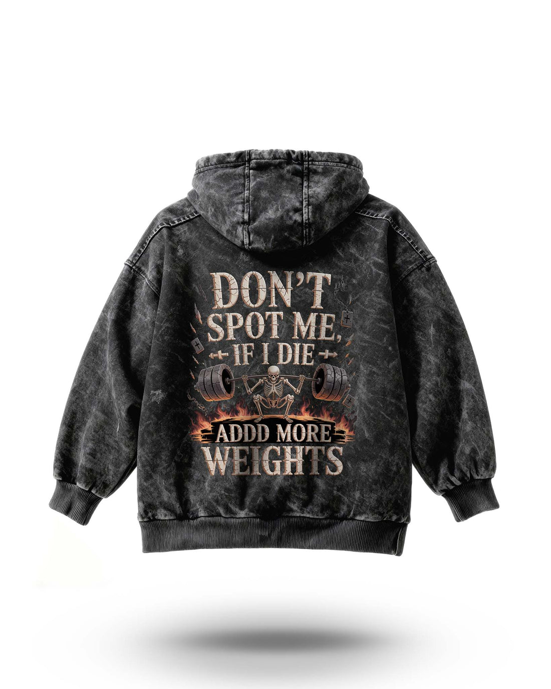 Manmaker Don't Spot Acid Wash Gym Hoodie | Gym Wear for Men
