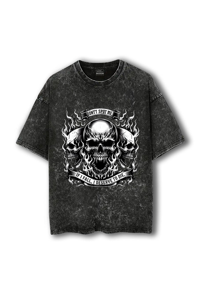 Manmaker Don't Spot Me Acid Wash Oversized Gym T-shirt | Gym Wear