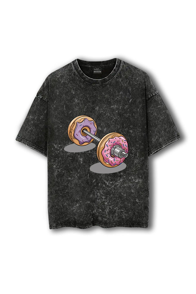 Manmaker Donut Acid Wash Oversized Gym T-shirt | Female Gym Wear 