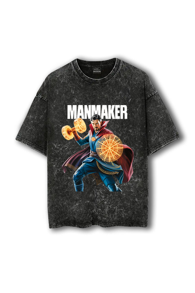 Manmaker Dr Strange Acid Wash Oversized Gym T-shirt | Marvel Gym Wear