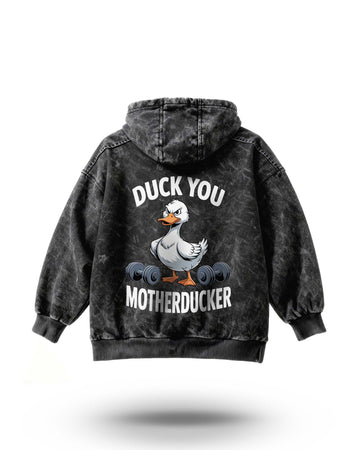 Manmaker Duck You Acid Wash Gym Hoodie | Gym Wear for Women
