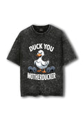 Manmaker Duck You Acid Wash Oversized Gym T-shirt | Gym Wear for Women