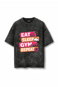 Manmaker Eat Acid Wash Oversized Gym T-shirt | Gym Wear for Women