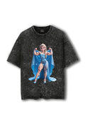 Manmaker Elsa Frozen Acid Wash Oversized Gym T-shirt | Female Gym Wear