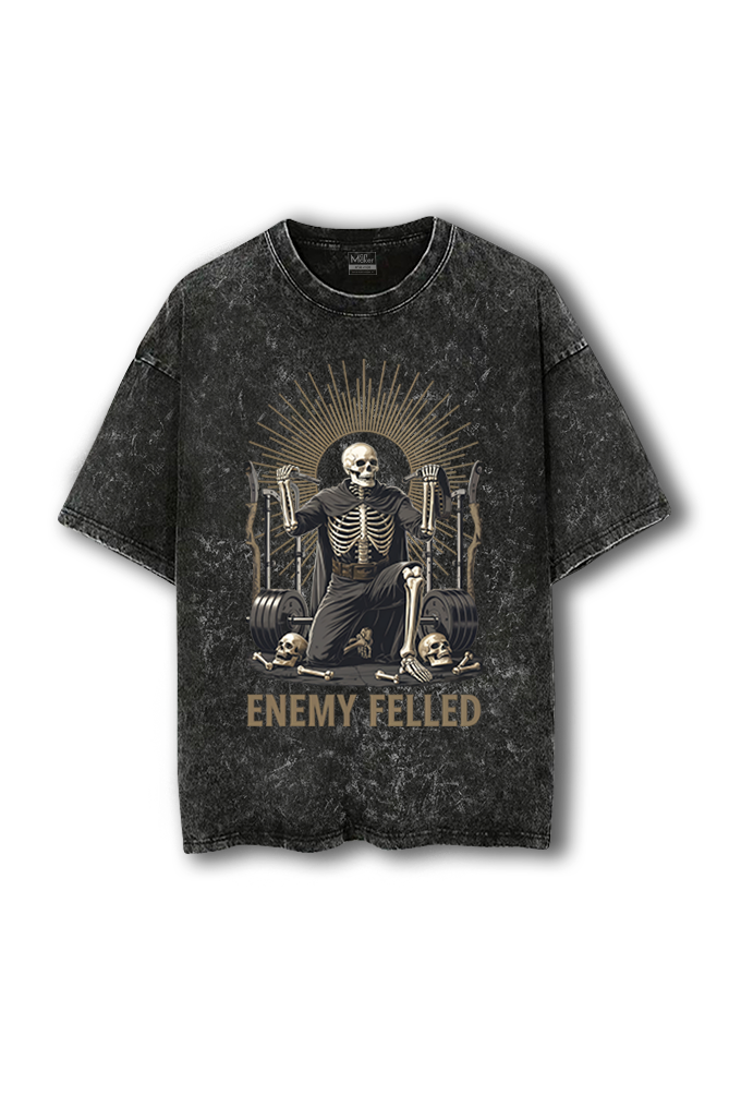 Manmaker Enemy Felled Acid Wash Oversized Gym T-shirt | Gym Wear