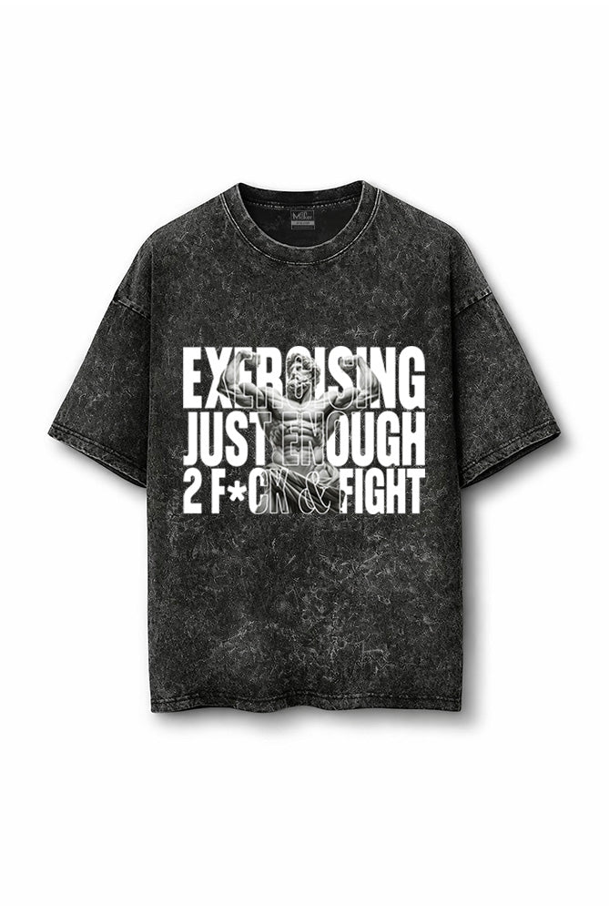 Manmaker Exercising Acid Wash Oversized Gym T-shirt | Gym Wear for Men