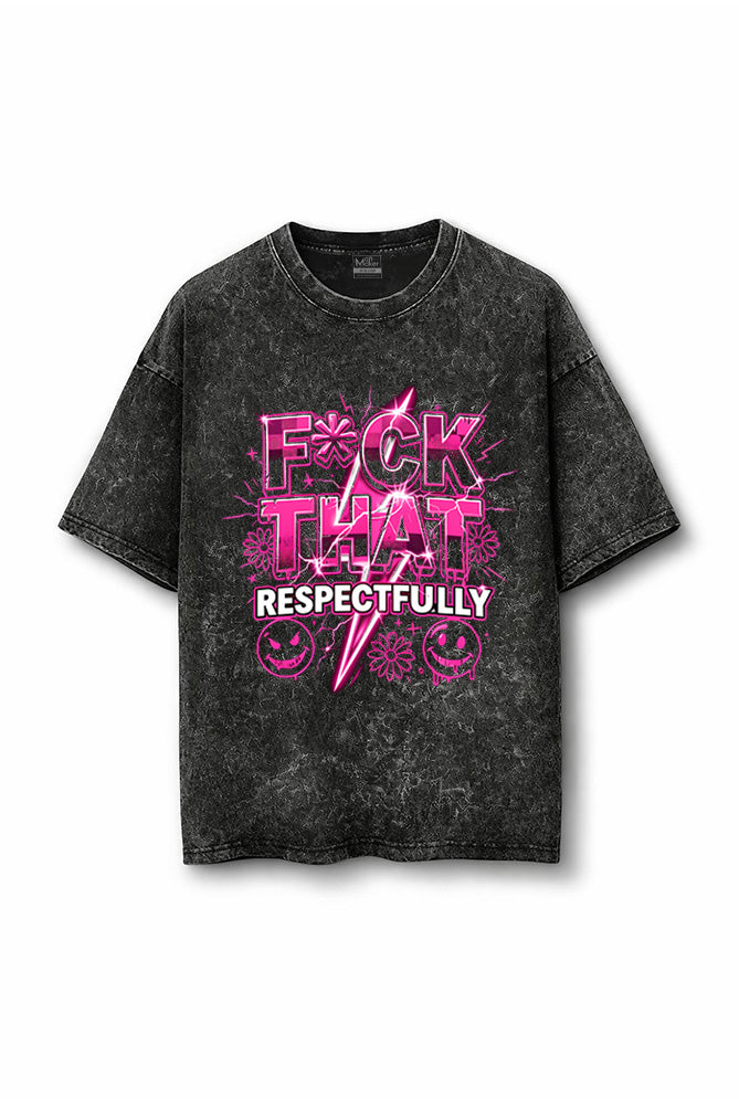 Manmaker F*ck Acid Wash Oversized Gym T-shirt | Gym Wear for Women
