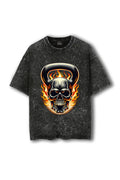 Manmaker Fire Kettlebell Acid Wash Oversized Gym T-shirt | Gym Wear
