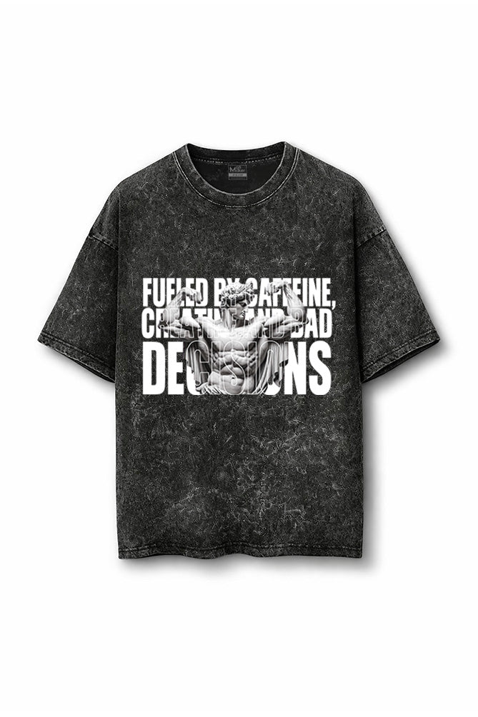 Manmaker Fueled Acid Wash Oversized Gym T-shirt | Gym Wear for Men
