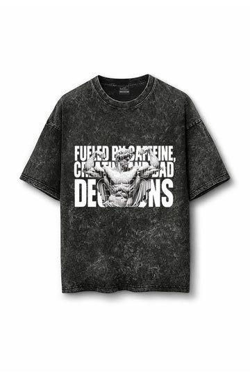 Manmaker Fueled Acid Wash Oversized Gym T-shirt | Gym Wear for Men