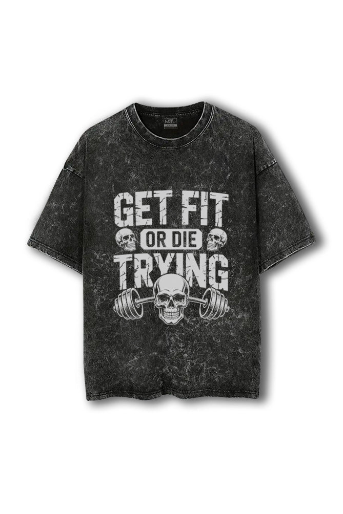 Manmaker Get Fit Acid Wash Oversized Gym T-shirt | Gym Wear